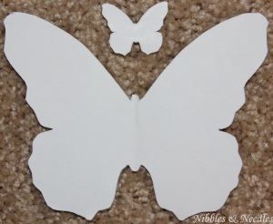 Comparison between the Large and Small Butterfly Templates used for the 2-In-1 Butterfly Cut-Out Card from Nibbles & Needles