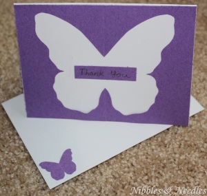 A Finished 2-In-1 Butterfly Cut-Out Card using the free tutorial from Nibbles & Needles