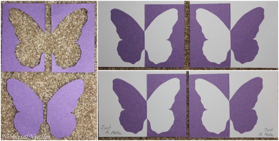 Two of the 2-In-1 Butterfly Cut-Out Cards Completed using the Tutorial from Nibbles & Needles